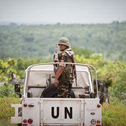 Ein MINUSCA-Soldat in der Zentralafrikanischen Republik