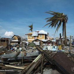 Verwüstungen durch den Taifun Haiyan in San Jose im November 2013.